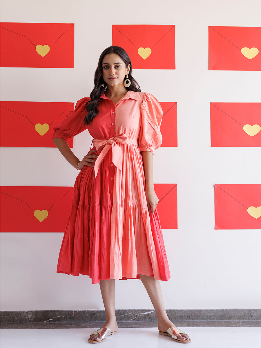 Coral hot sale midi dress