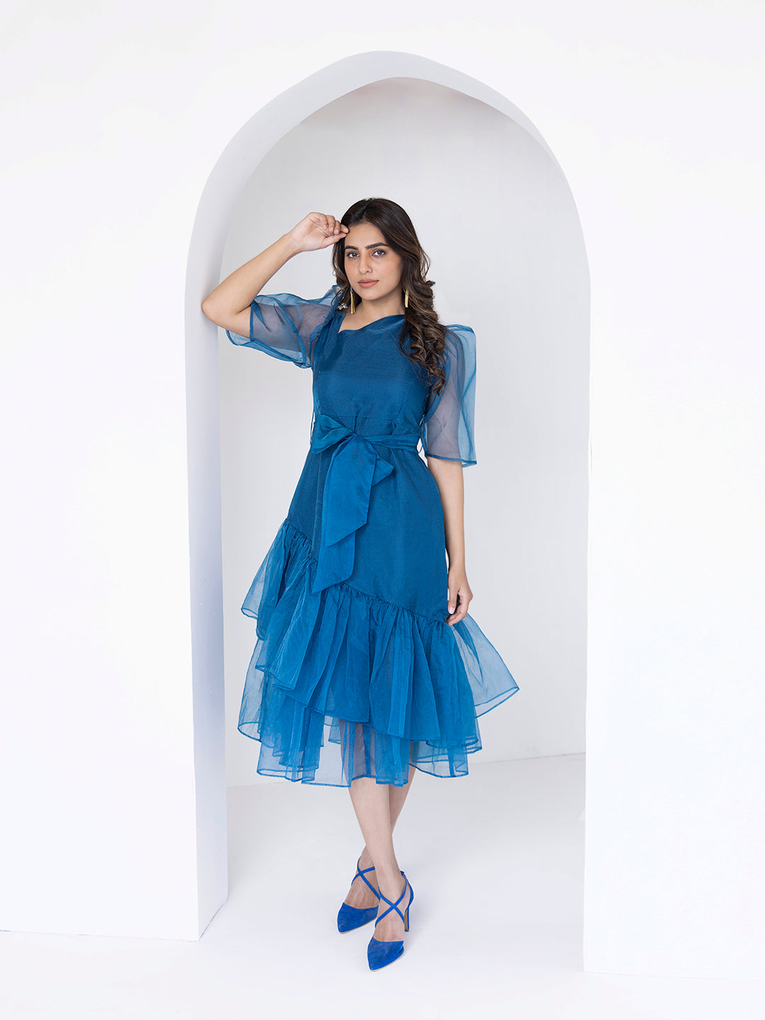 Dasha Modern Dress (Palladian Blue)  Modern dress, Midi dress with  sleeves, Modern midi dresses